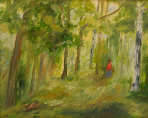 Pilze- Sammlerin di Ute Meyer, Pittura in vendita su Singulart