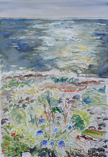 Wegwarte / Jørbæk Strand / Ærø von Ute Meyer, Malerei kaufen auf Singulart