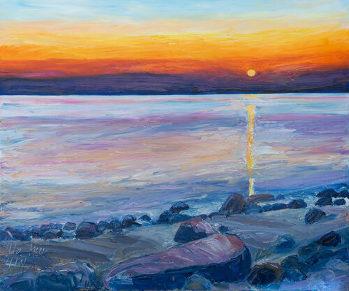 Sonnenuntergang / Ostseeküste / Ærø by Ute Meyer, 회화 for Sale on Singulart