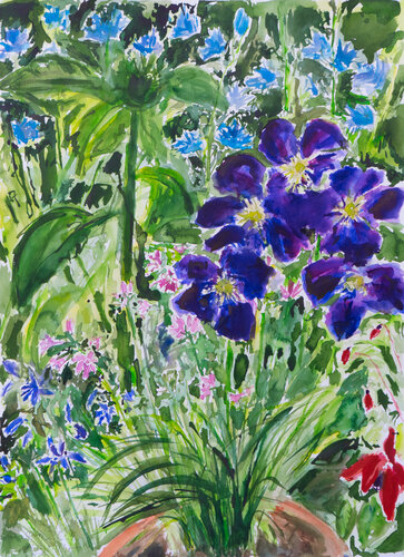 Blaue Klematis von Ute Meyer, Malerei kaufen auf Singulart