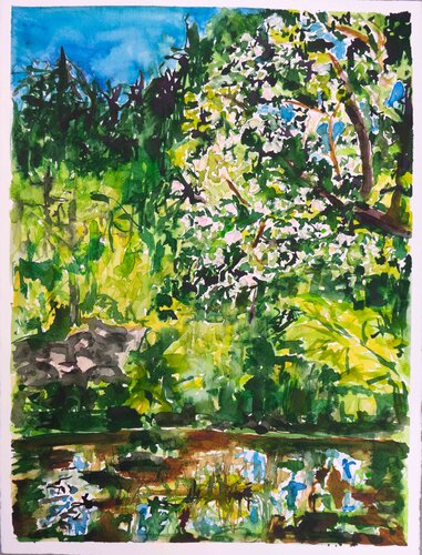 Apfelblüten im Mai di Ute Meyer, Pittura in vendita su Singulart