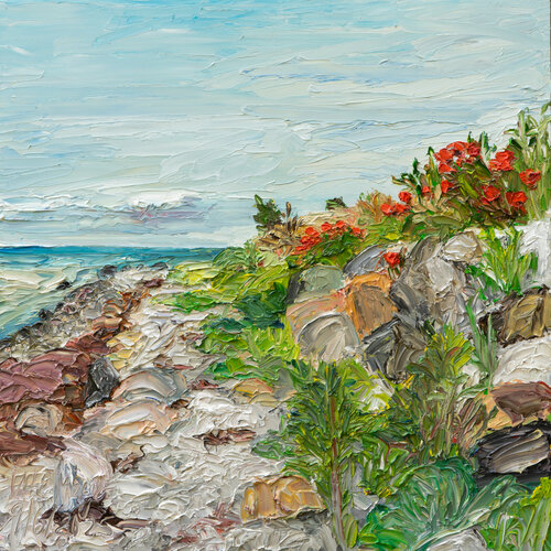 Mohn an der Küste / Sct. Albert / Ærø van Ute Meyer, Schilderij te koop op Singulart