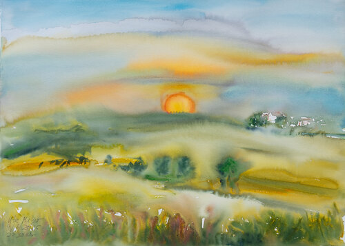 Sonnenuntergang / Sct. Albert / Ærø by Ute Meyer, 油畫 for Sale on Singulart