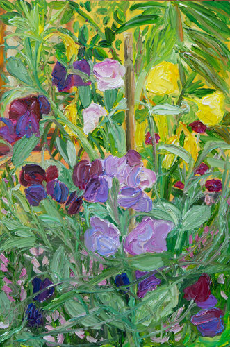 Wicken und Nachtkerzenblüten van Ute Meyer, Schilderij te koop op Singulart