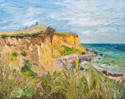 Steilküste in der Sonne / Oldemark / Ærø by Ute Meyer, Painting for Sale on Singulart