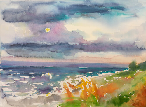 Aufgehender Mond / Sct. Albert / Ærø van Ute Meyer, Schilderij te koop op Singulart