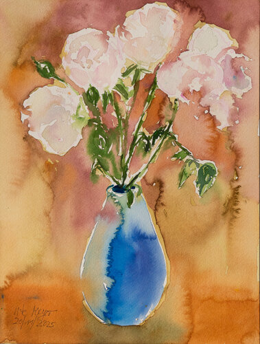 Novemberrosen aus dem Garten di Ute Meyer, Pittura in vendita su Singulart