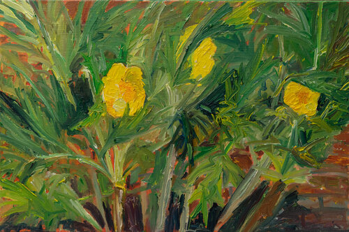 Leuchtend gelbe Strauchpäonie par Ute Meyer, Peinture en vente sur Singulart