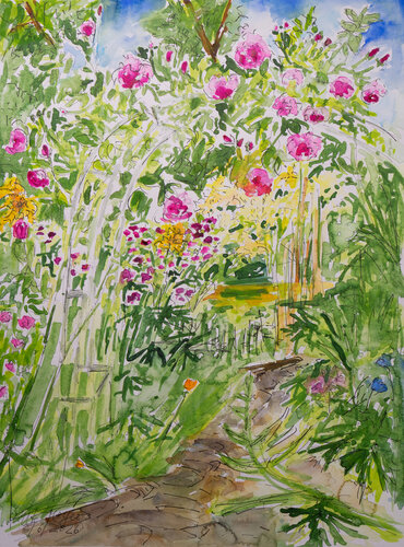 Weg unter dem Rosenbogen by Ute Meyer, 絵画 for Sale on Singulart