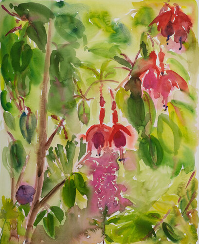 Fuchsien und Weidenröschen von Ute Meyer, Malerei kaufen auf Singulart