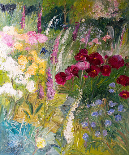 Fingerhut, Rosen und  Päonien by Ute Meyer, 油畫 for Sale on Singulart