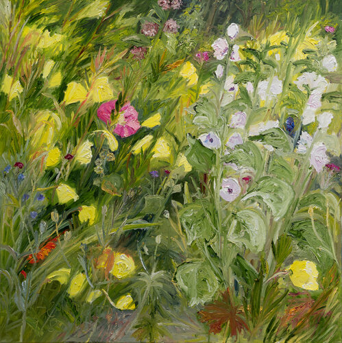 Nachtkerzen und Malven van Ute Meyer, Schilderij te koop op Singulart