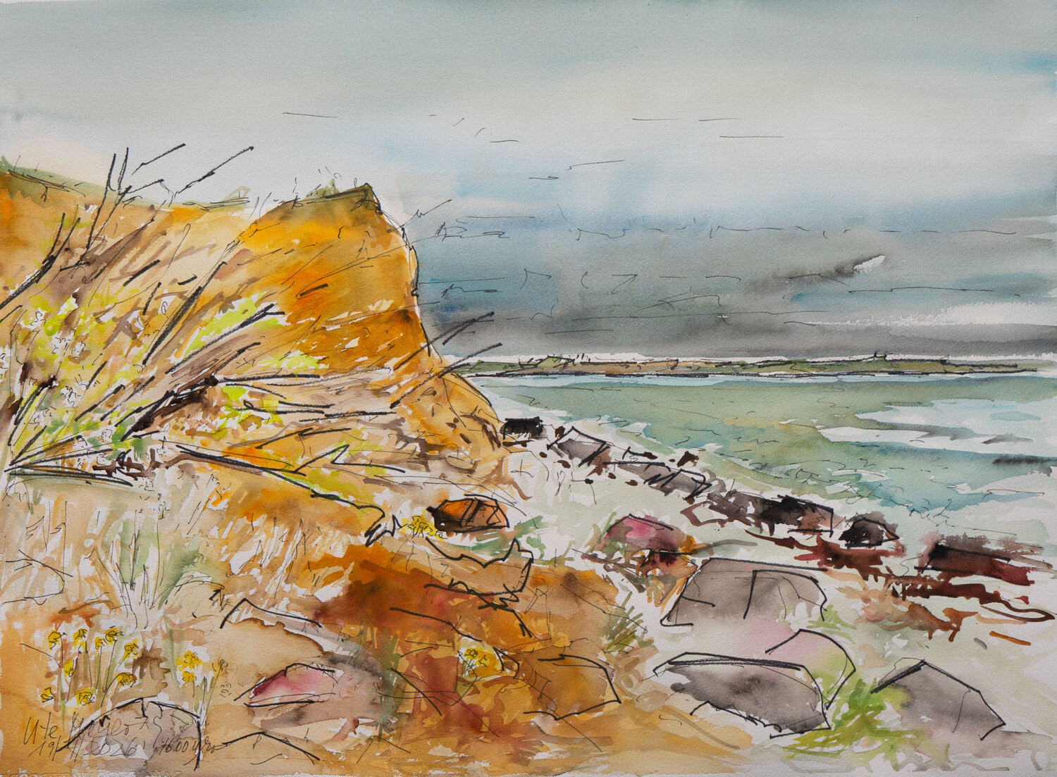 Regenschauer und Wind / Uredhoved / Ærø Ute Meyer Peinture originale à vendre