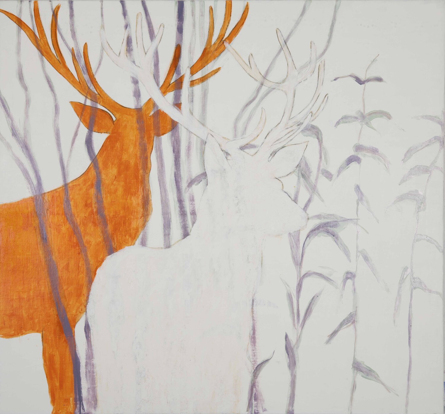 Cerfs d'hiver Jean-René Moeschler Originalgemälde zu verkaufen