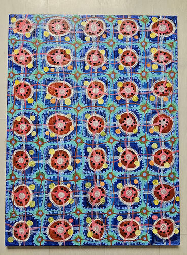 Network. Blue di Laura Vizbule, Pittura in vendita su Singulart