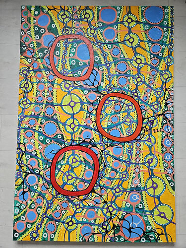 Network. Yellow. di Laura Vizbule, Pittura in vendita su Singulart