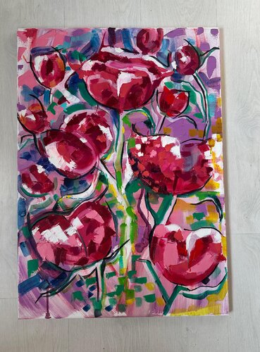 Peonies di Laura Vizbule, Pittura in vendita su Singulart