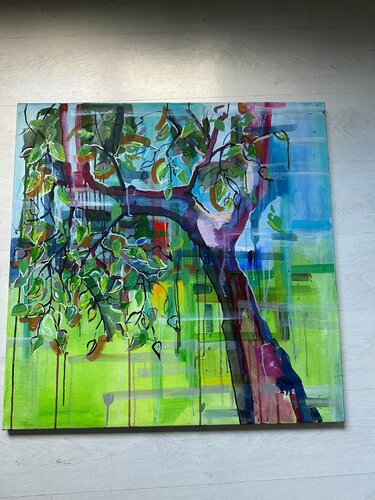 Tree in summer van Laura Vizbule, Schilderij te koop op Singulart