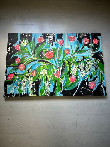 Spring time flowers di Laura Vizbule, Pittura in vendita su Singulart