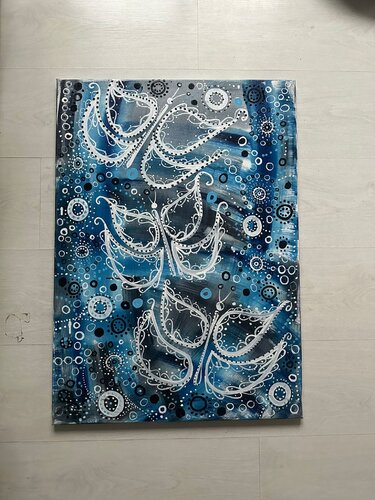 Butterflies in the snow van Laura Vizbule, Schilderij te koop op Singulart