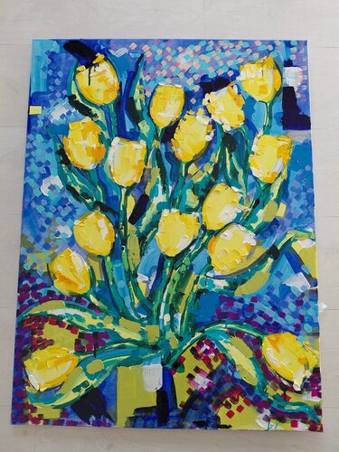Tulips van Laura Vizbule, Schilderij te koop op Singulart