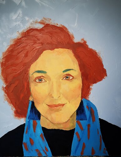 Girl with Blue Scarf von Tessa Thonett, Malerei kaufen auf Singulart