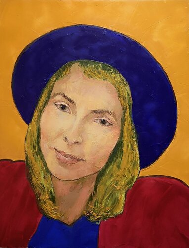 Girl in the Blue Hat van Tessa Thonett, Schilderij te koop op Singulart