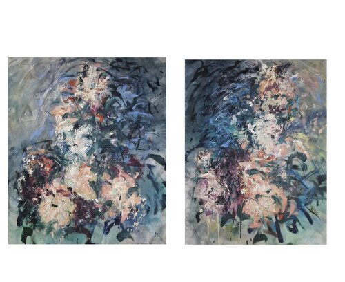 Flowers. Yellow Roses and Chrysanthemums van Lena Sholokhova, Schilderij te koop op Singulart