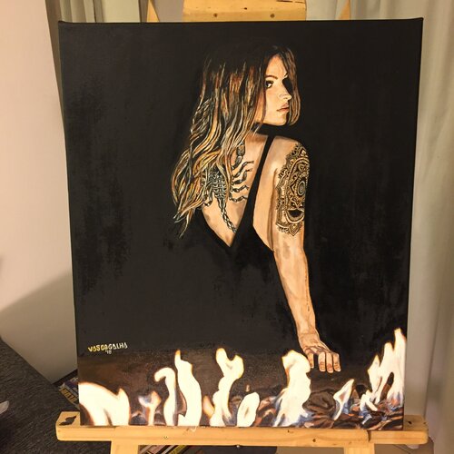 LA CHICA DEL ESCORPION van Damián Uriel Galharretborde, Schilderij te koop op Singulart