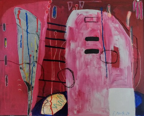 Big Pink (Großes Rosa) von Evelyn Marschall-Gebhard, Malerei kaufen auf Singulart