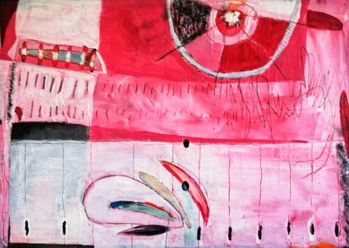 Emotions in red and white / Emotionen in Rot und Weiß von Evelyn Marschall-Gebhard, Malerei kaufen auf Singulart