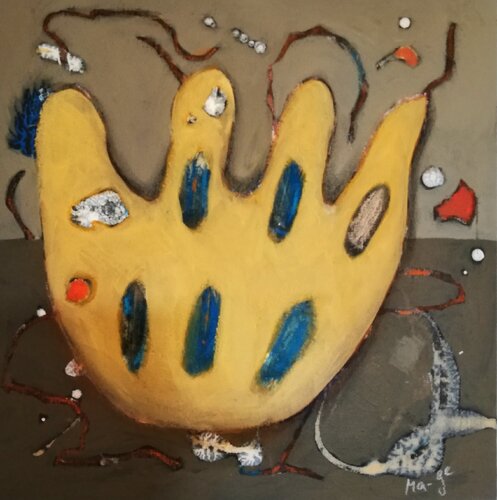 Ruhender Pol in einer bewegten Welt / Resting pole in a moved world van Evelyn Marschall-Gebhard, Schilderij te koop op Singulart