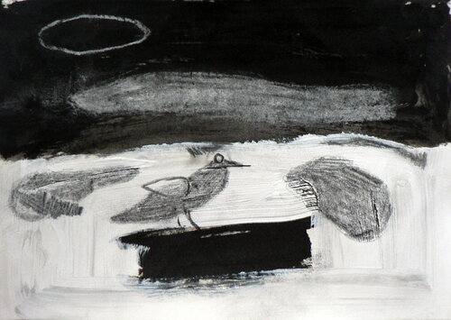 Notationen am Rand II (Vogel) by Evelyn Marschall-Gebhard, 회화 for Sale on Singulart