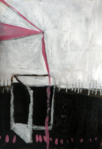 Notationen am Rand III (Strahl) van Evelyn Marschall-Gebhard, Schilderij te koop op Singulart