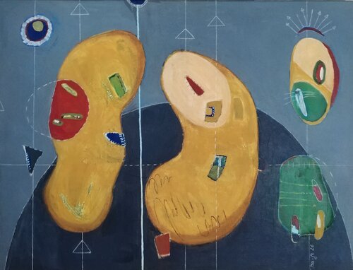 I hear you (The Dialoge) par Evelyn Marschall-Gebhard, Peinture en vente sur Singulart
