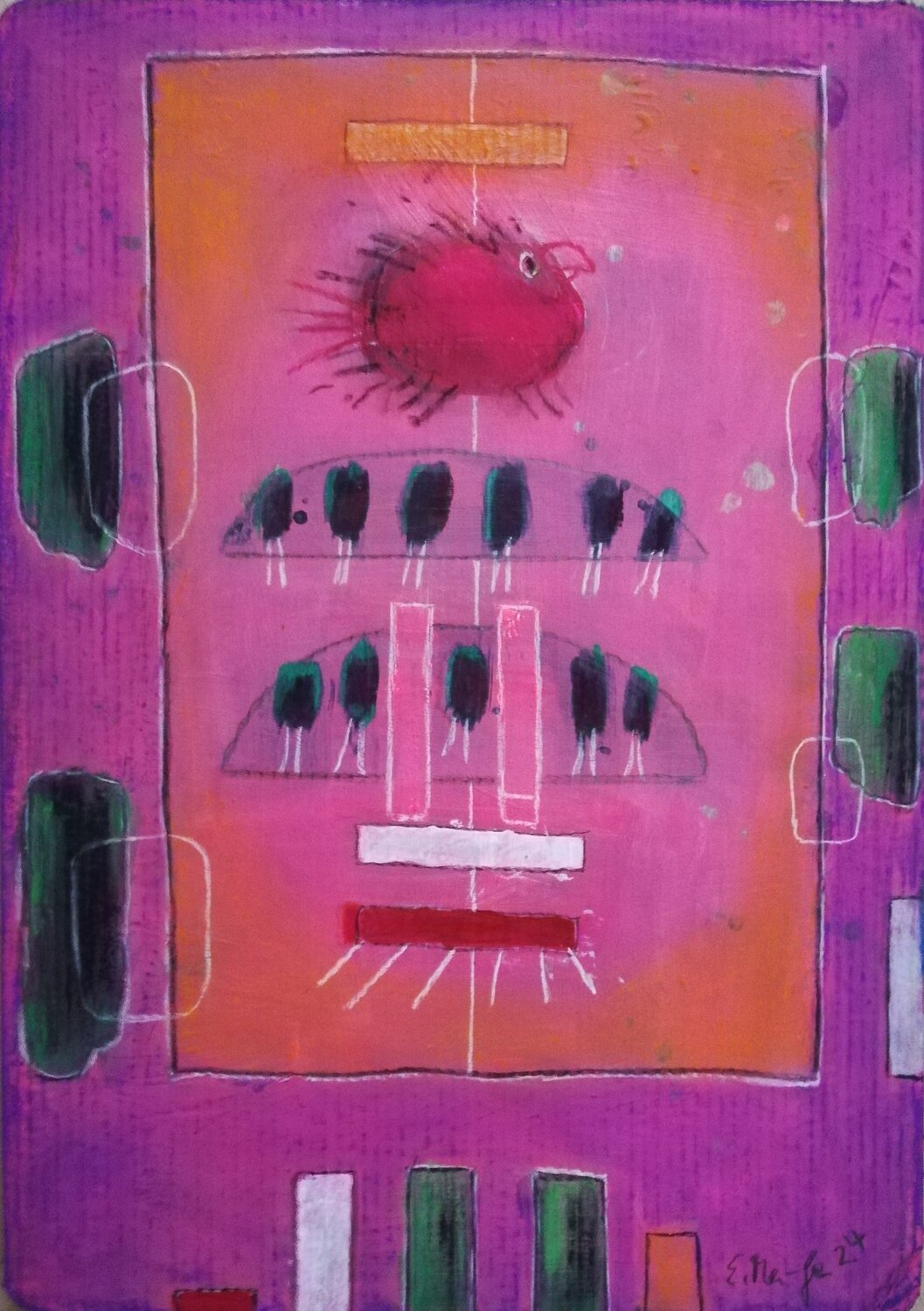 Wild chicken in red Evelyn Marschall-Gebhard