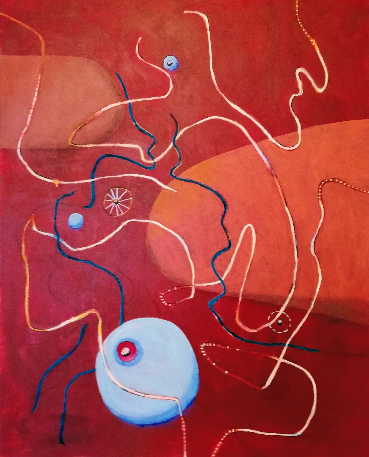 Following the Trail/ Kosmische Spurensuche Evelyn Marschall-Gebhard Dipinto originale in vendita