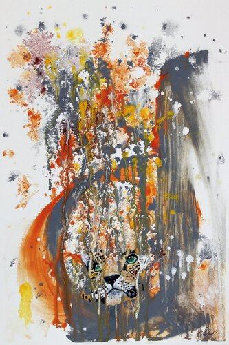 Leopard träumend de Susanne Sokoll, Pintura a la venta en Singulart