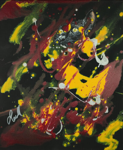 The black cat van Susanne Sokoll, Schilderij te koop op Singulart