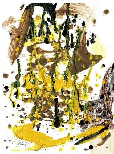 Hasi im Butterblumenfeld di Susanne Sokoll, Pittura in vendita su Singulart