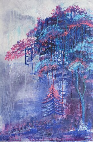 Lila Wald von Marina Burgenmeister, Malerei kaufen auf Singulart