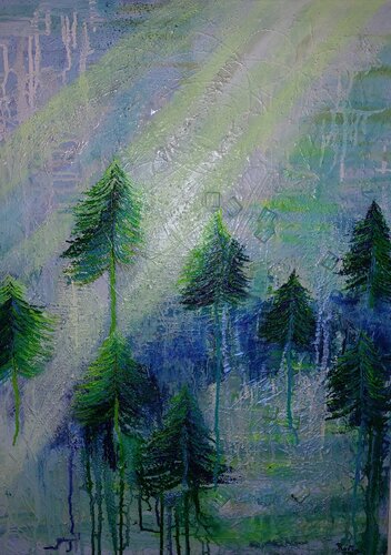 Waldbeziehungen mit Bergkristall von Marina Burgenmeister, Malerei kaufen auf Singulart