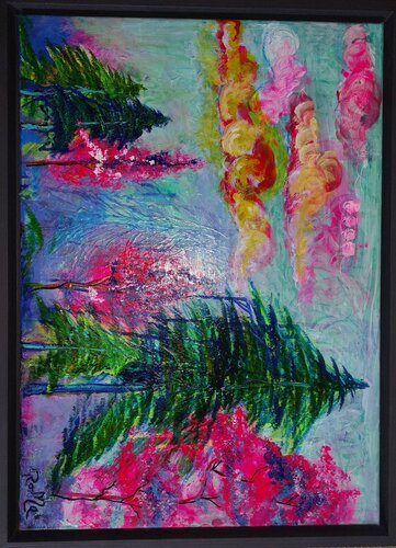 Regenbogenwald par Marina Burgenmeister, Peinture en vente sur Singulart