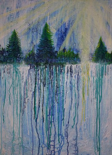 Fließende Stille mit Bergkristall di Marina Burgenmeister, Pittura in vendita su Singulart