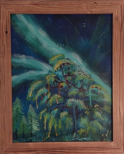 Nordlichtwald von Marina Burgenmeister, Malerei kaufen auf Singulart