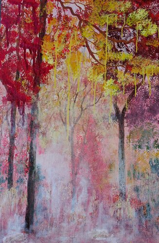 Aufsteigender Nebel mit Rosenquarz par Marina Burgenmeister, Peinture en vente sur Singulart
