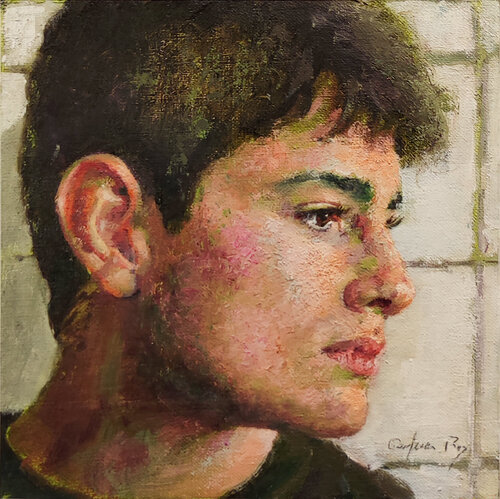 Perfil en verde van Carmen Rey Berrocal, Schilderij te koop op Singulart