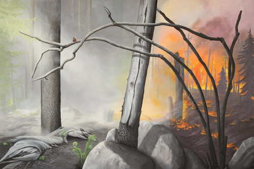 Eine Geschichte von Feuer, Hoffnung und Leben. par Ulrike Hüppeler, Peinture en vente sur Singulart