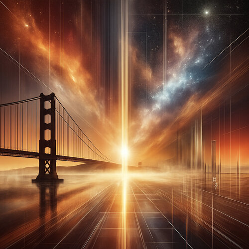 Dust and Light: The Golden Gate in Memory IV di Ziqi Yu, Digitale in vendita su Singulart