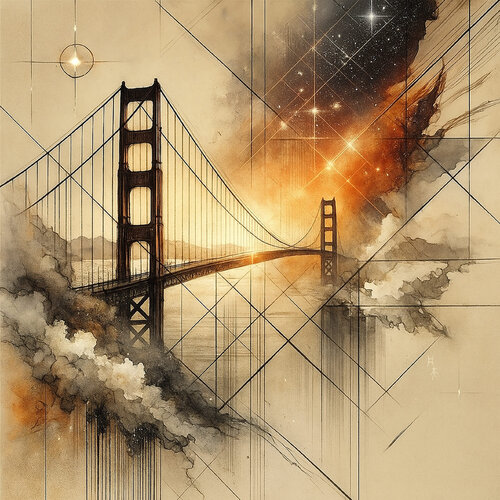 Dust and Light: The Golden Gate in Memory VIII di Ziqi Yu, Digitale in vendita su Singulart